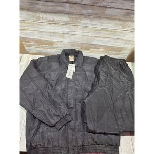 Out Brook Womens 100% Silk Quilted Tracksuit Jacket Pants Set Black Size M READ